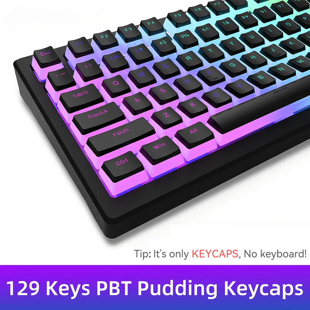 Gaming Keyboard Non Mechanical - New Pudding PBT Keycaps 129 Keys