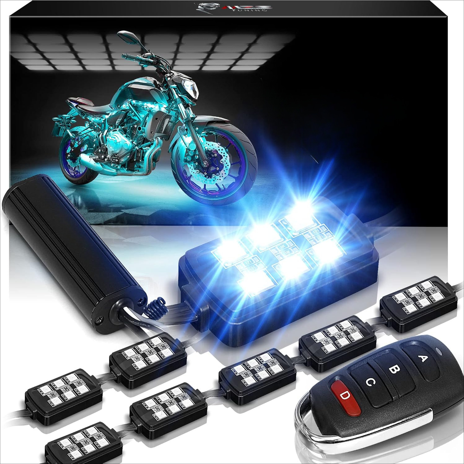 8Pcs Motorcycle LED Light Kit, - Rgb Underglow Strip avaliação e preço