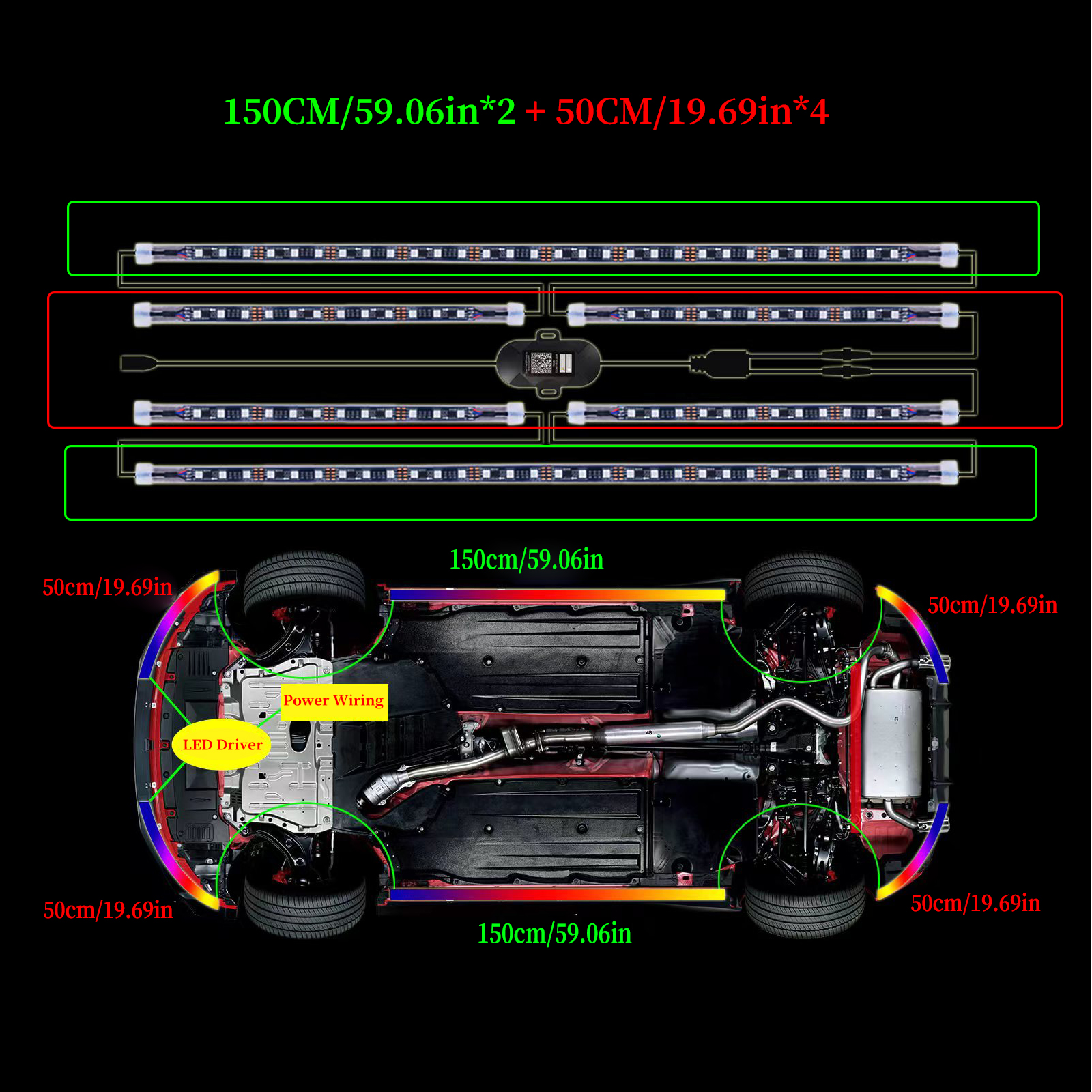 6pcs Dream Color LED Car Under - Rgb Underglow Strip avaliação e preço