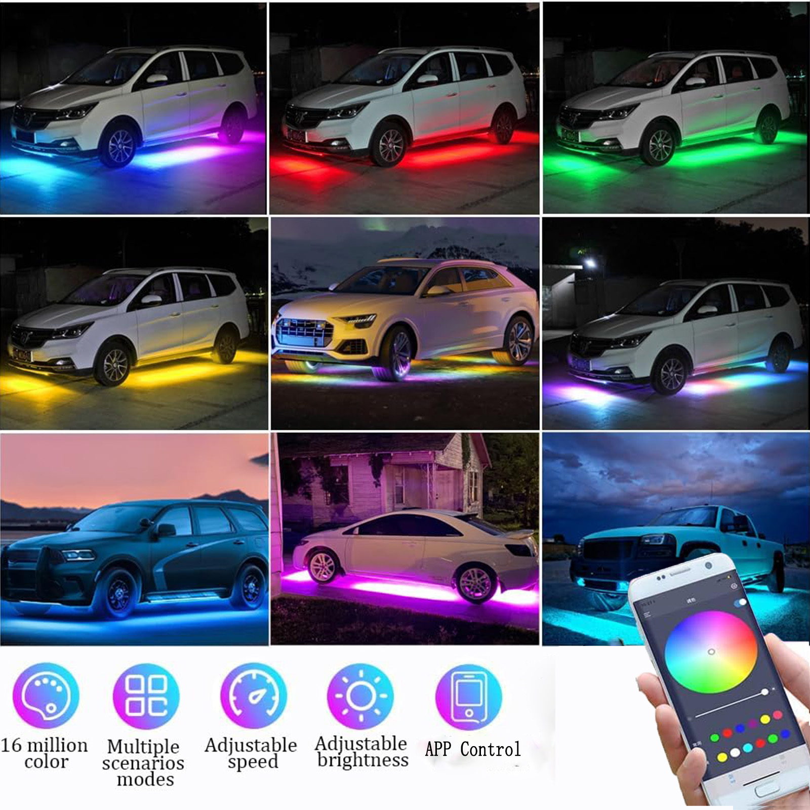 6pcs Dream Color LED Car Under - Rgb Underglow Strip avaliação e preço