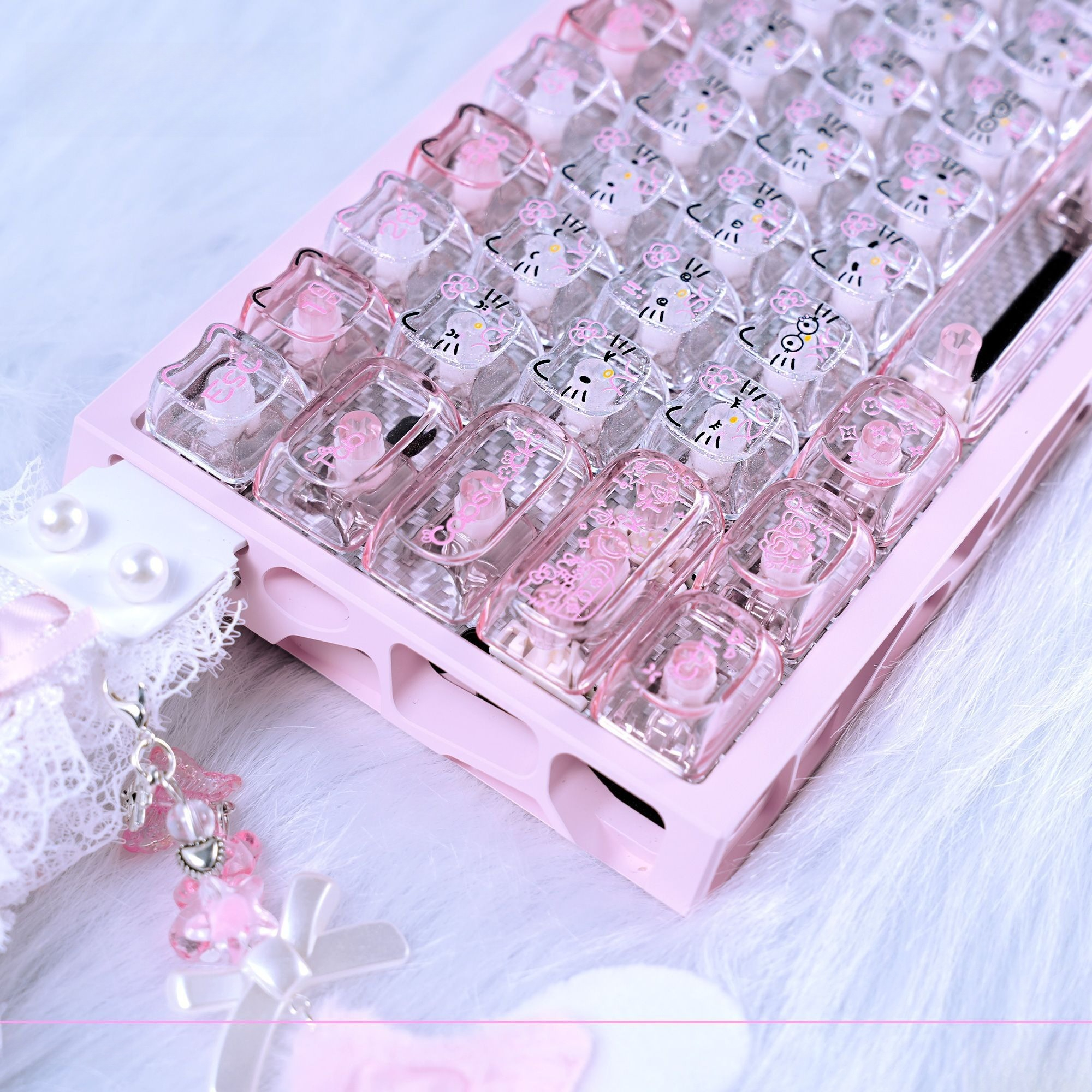 Anime Sanrio Hello Kitty Trans - Gaming Keyboard No Rgb avaliação e preço