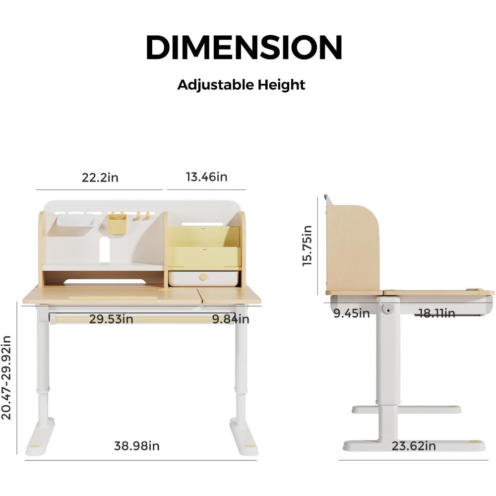 Adjustable Wooden Kids Desk wi - Wrist Rest Wood avaliação e preço
