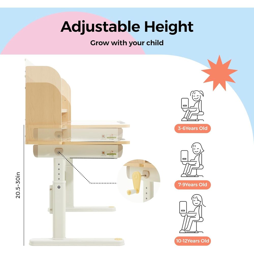 Adjustable Wooden Kids Desk wi - Wrist Rest Wood avaliação e preço