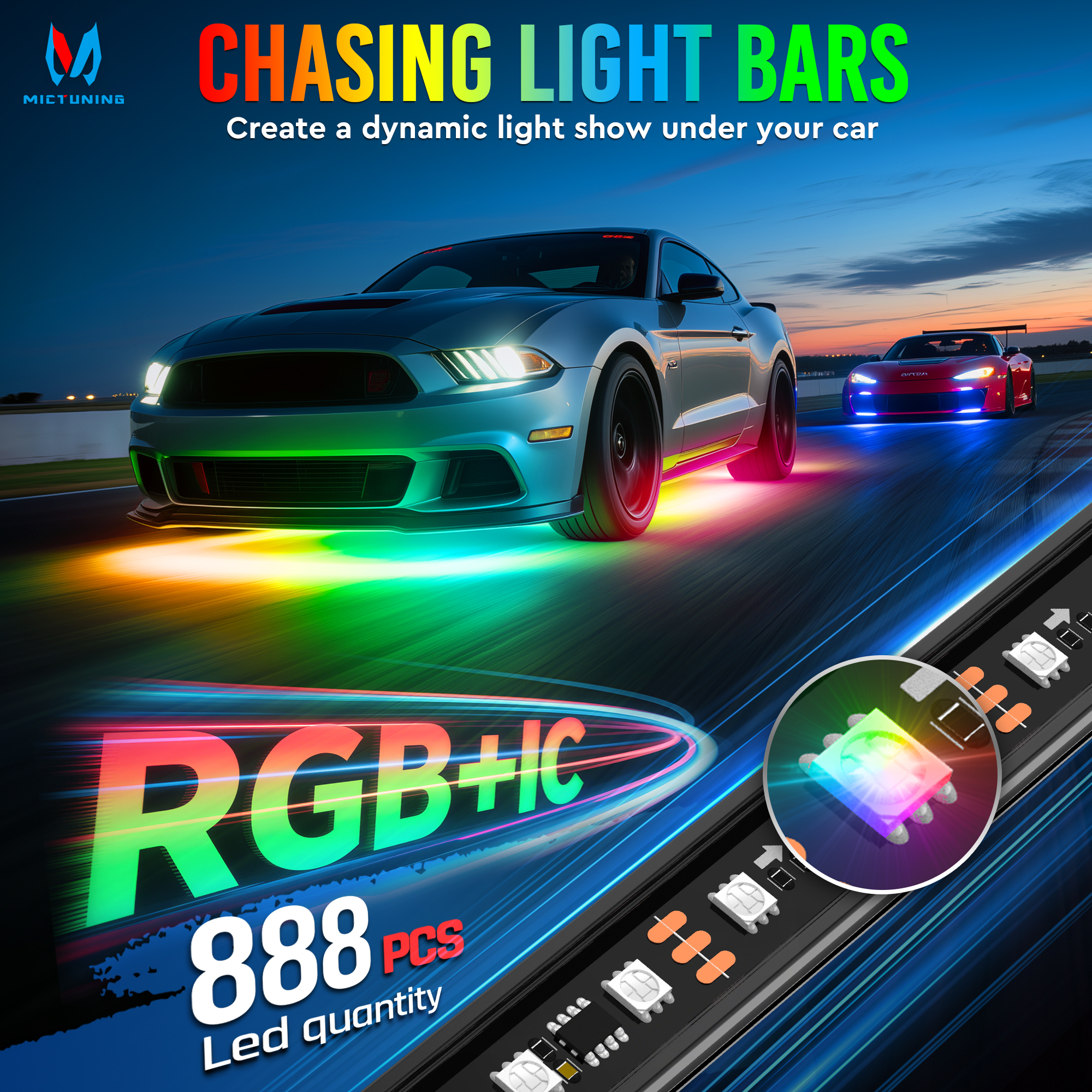 MICTUNING U8 Car Underglow Lig - Rgb Underglow Strip avaliação e preço