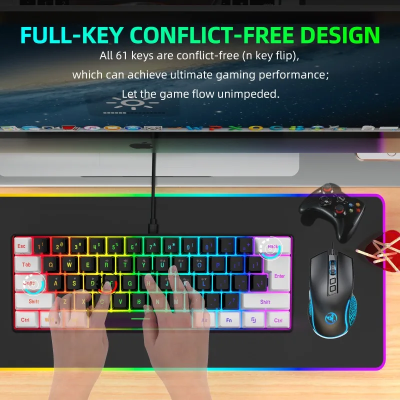 Keyboard and mouse 60% compute - Gaming Keyboard And Mouse Combo avaliação e preço