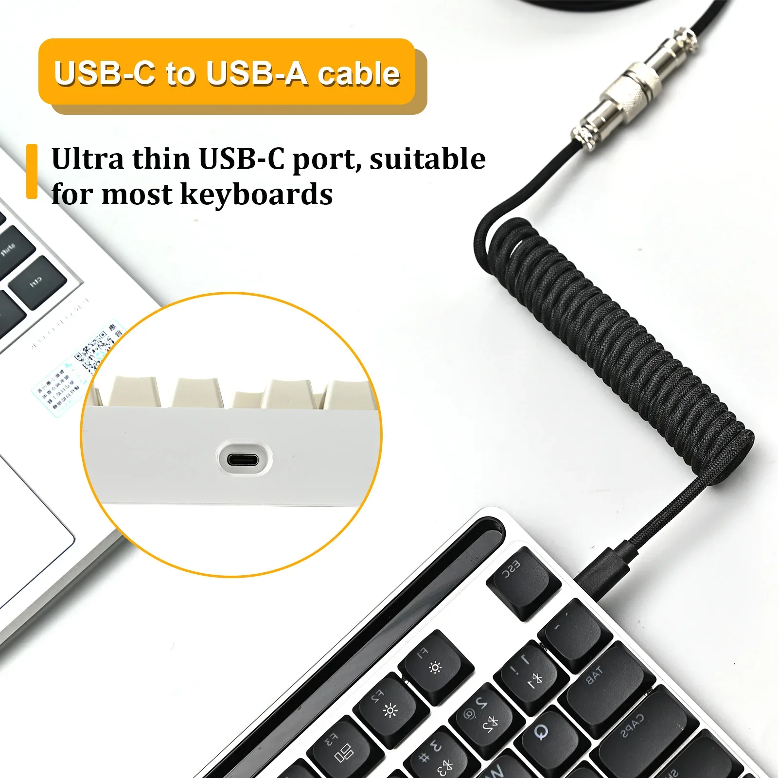 New Type C Coiled Cable USB Av - Gaming Keyboard Types avaliação e preço