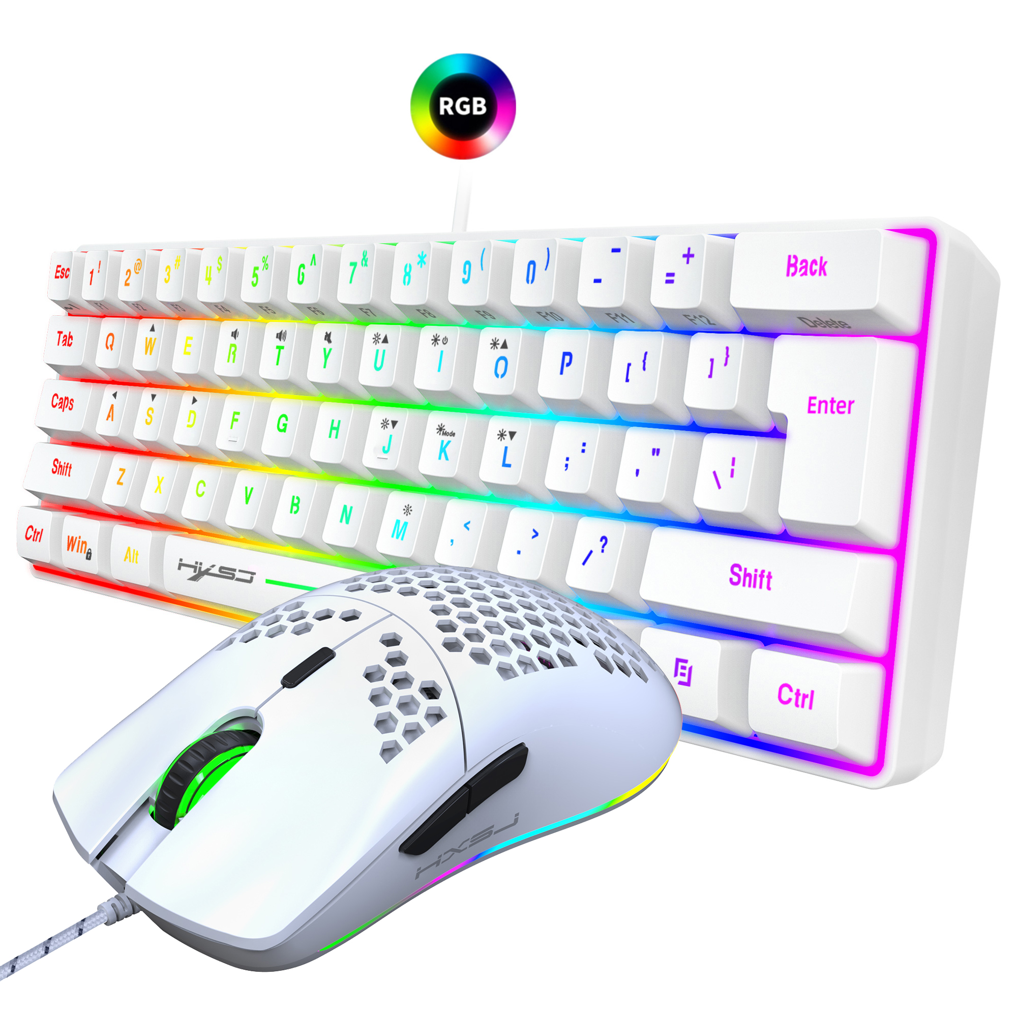 Hot selling HXSJ 61 keys V700  - Gaming Keyboard And Mouse Combo avaliação e preço