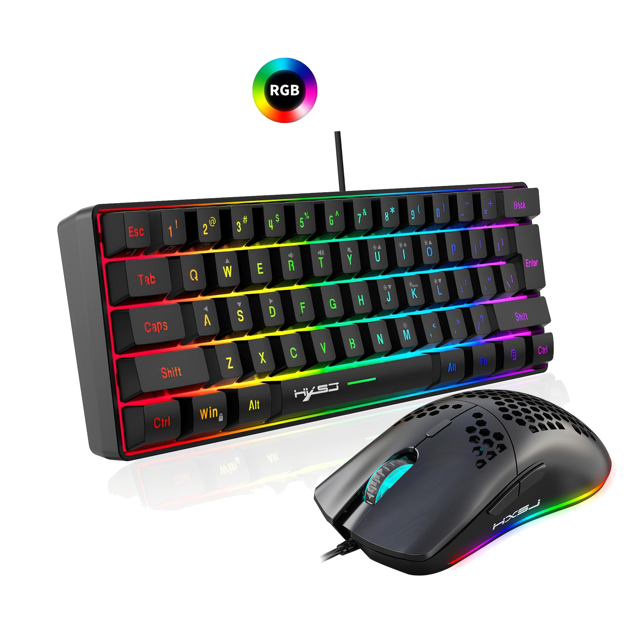 Hot selling HXSJ 61 keys V700  - Gaming Keyboard And Mouse Combo avaliação e preço