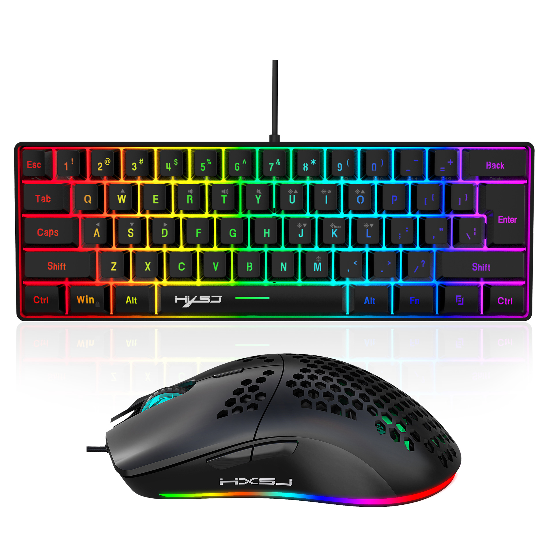 Hot selling HXSJ 61 keys V700  - Gaming Keyboard And Mouse Combo avaliação e preço