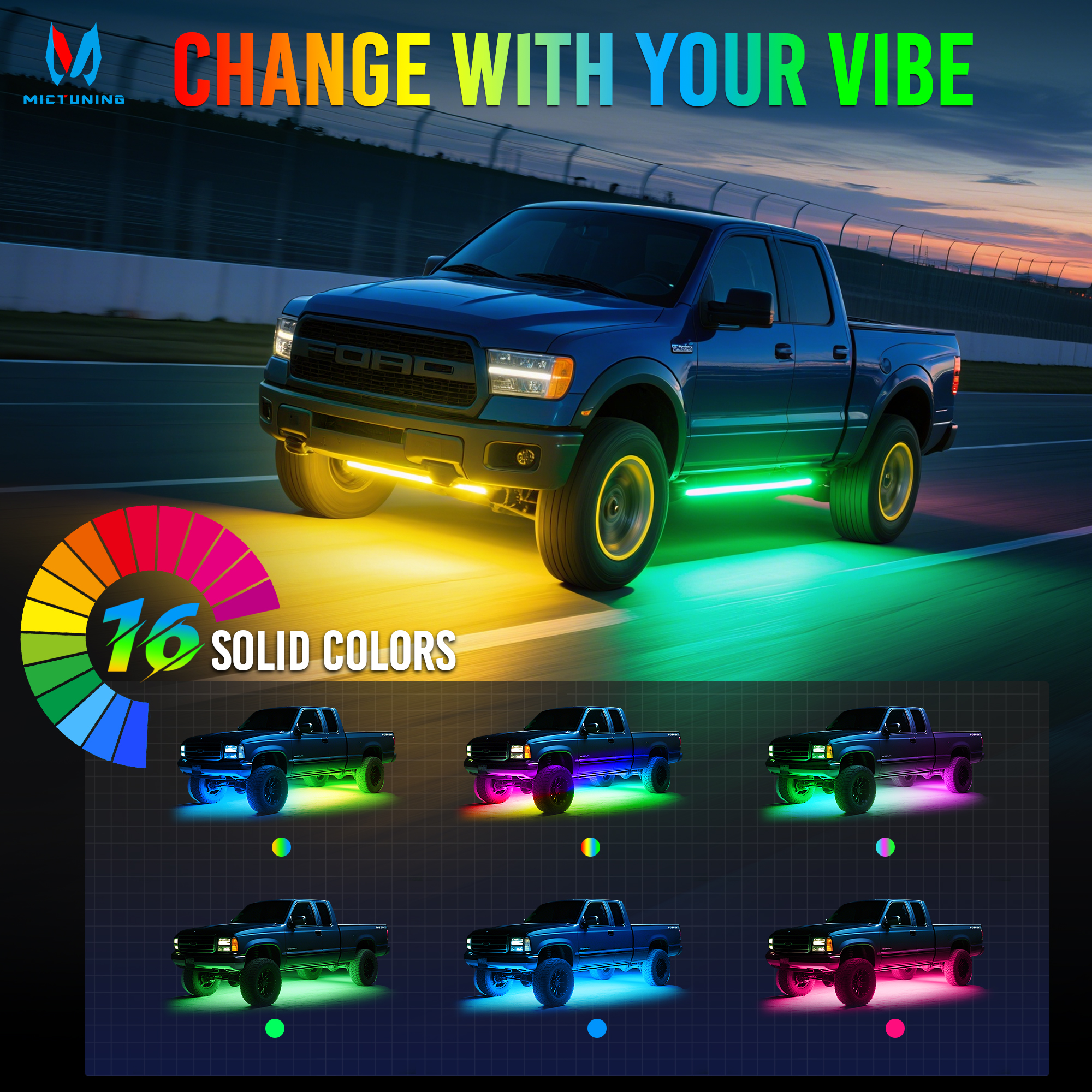 MICTUNING 8Pcs U8 RGB+IC Under - Rgb Underglow Strip avaliação e preço