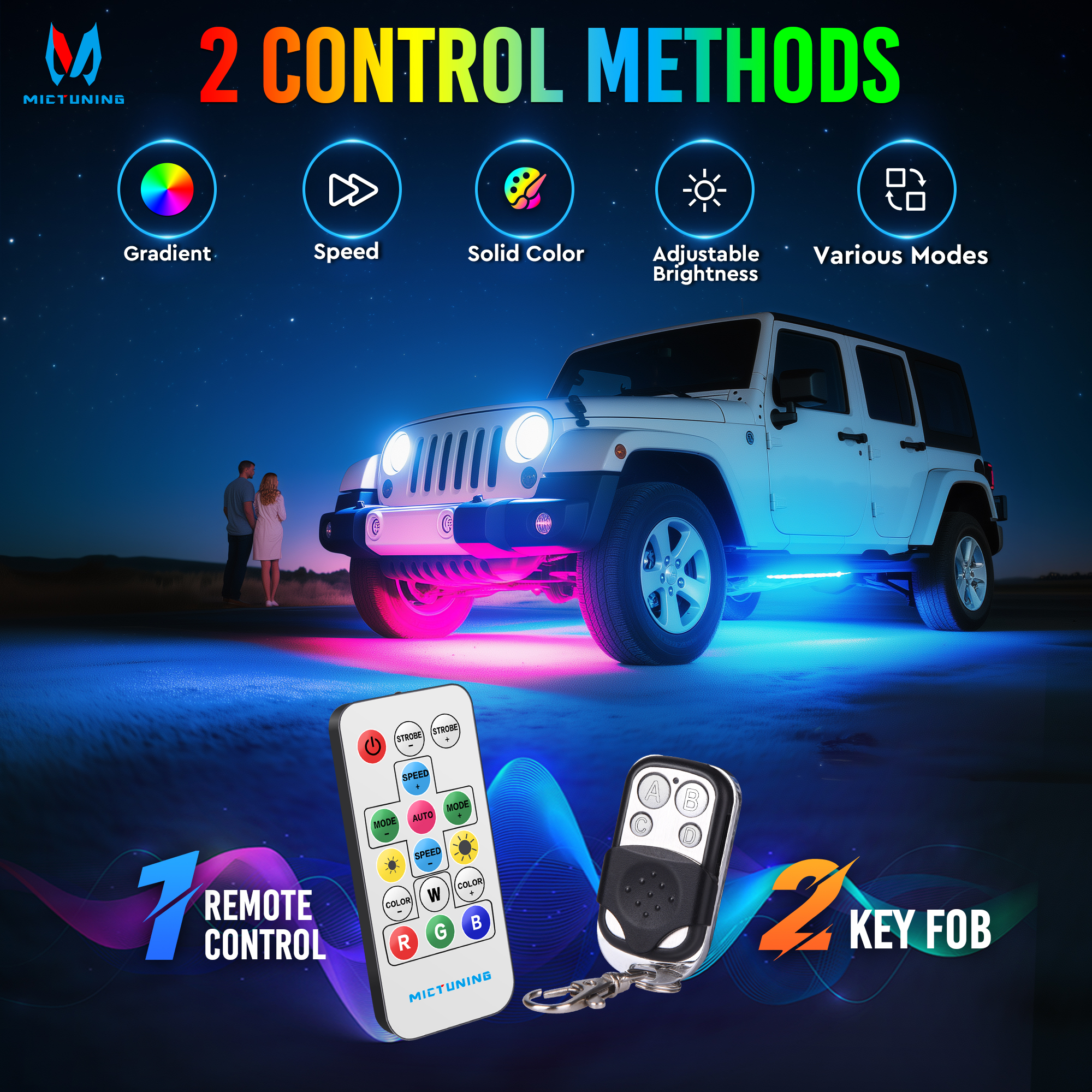 MICTUNING 8Pcs U8 RGB+IC Under - Rgb Underglow Strip avaliação e preço