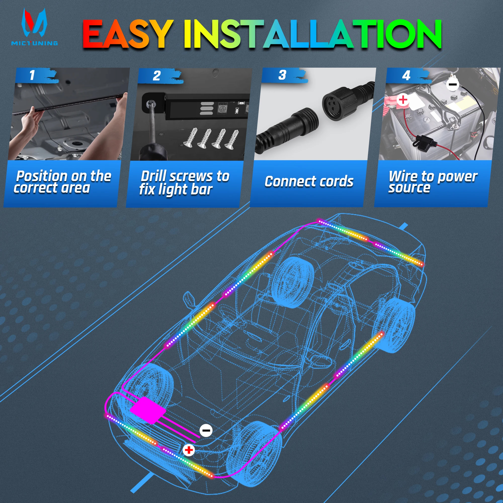MICTUNING N8 Car Underglow Lig - Rgb Underglow Strip avaliação e preço
