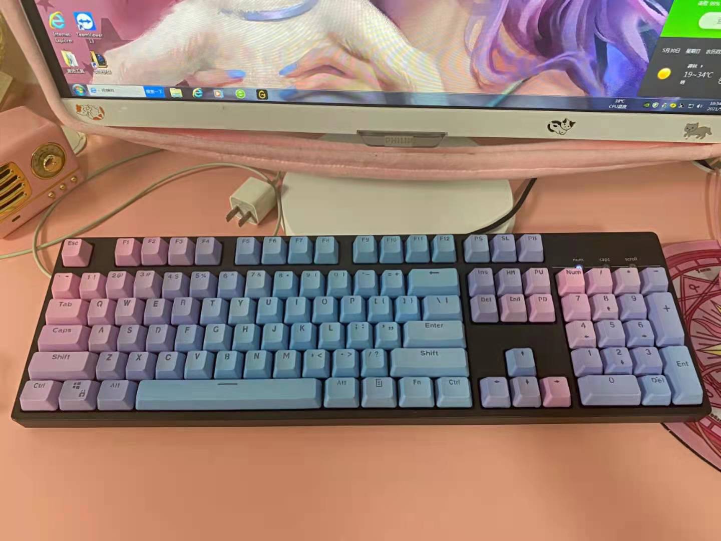 104 Keys Rainbow Gradient OEM  - Gaming Keyboard No Rgb avaliação e preço