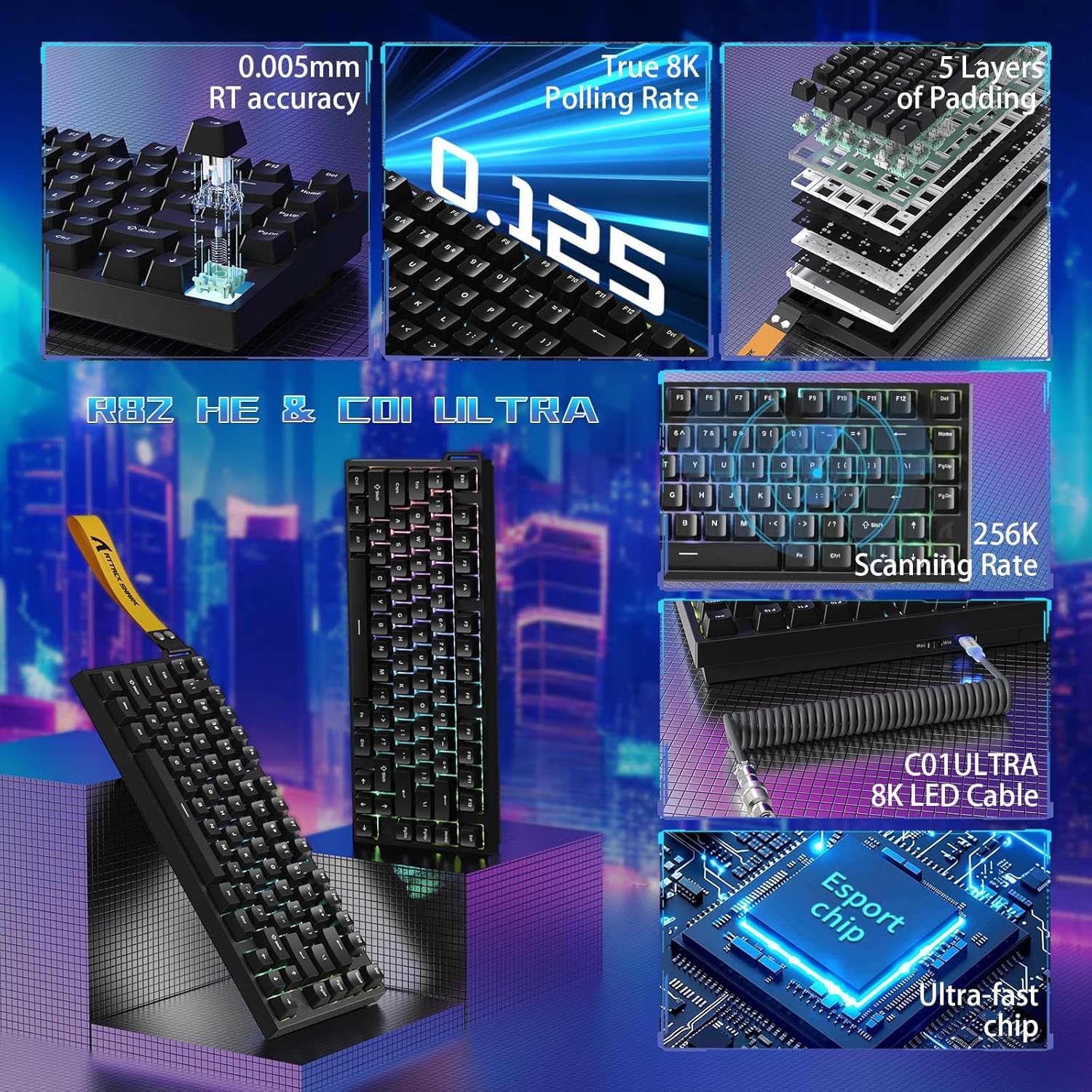 ATTACK SHARK R82HE Wired Mecha - Gaming Keyboard Hall Effect Switches avaliação e preço