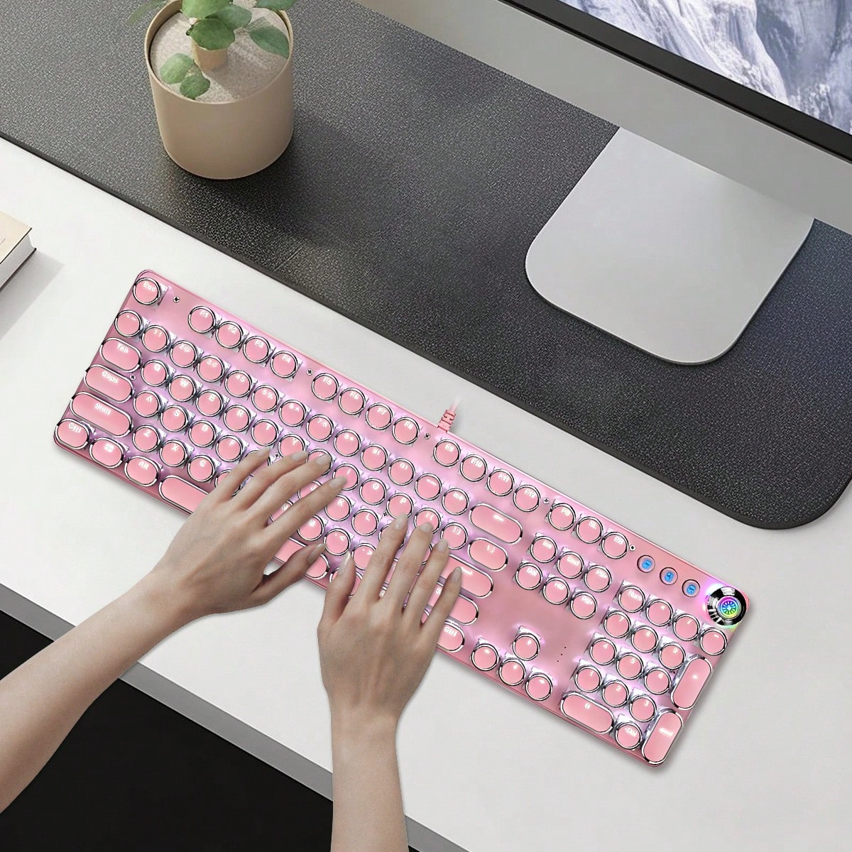 Typewriter Style Mechanical Ga - Gaming Keyboard Blue avaliação e preço