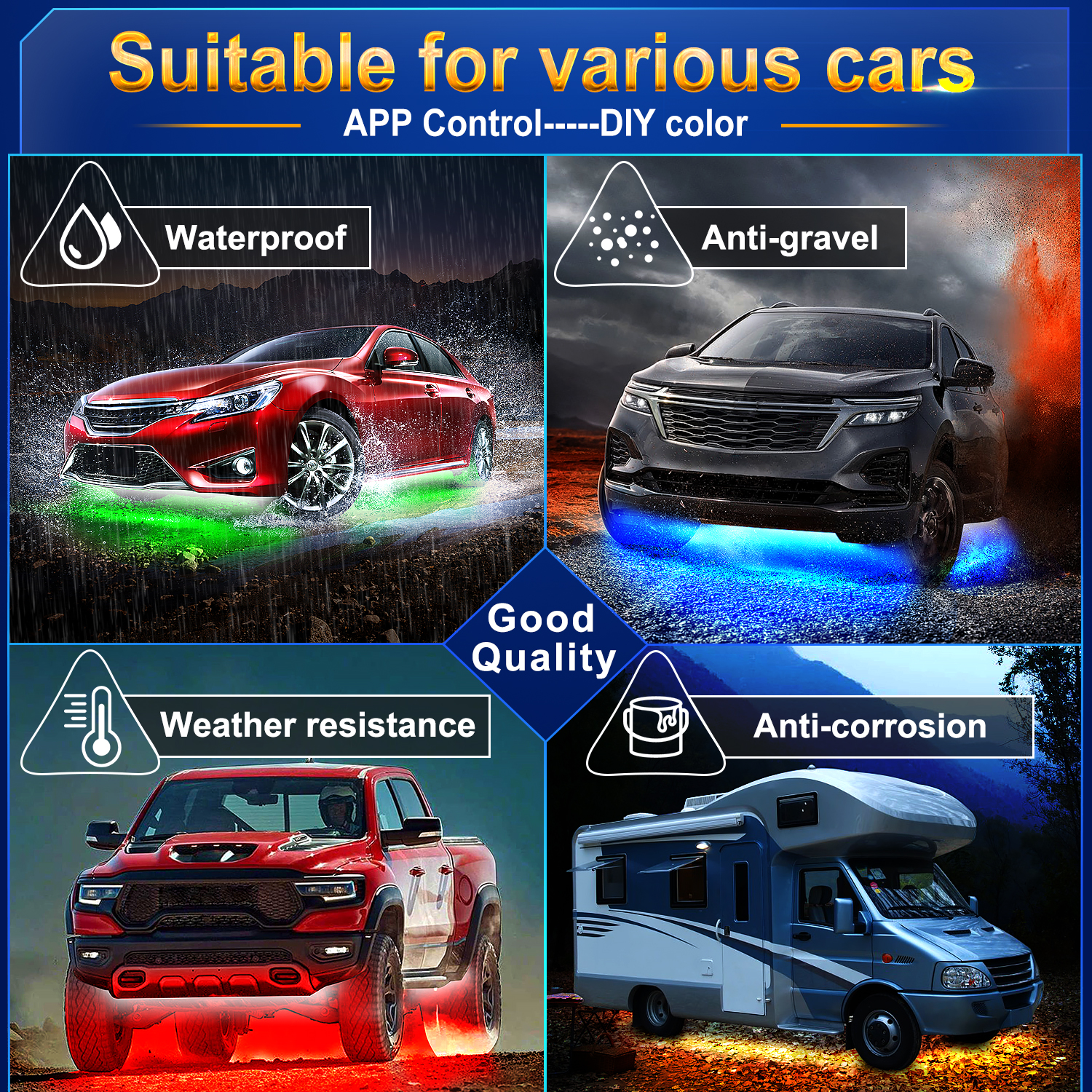 RGB Car Underglow Strip Lights - Rgb Underglow Strip avaliação e preço
