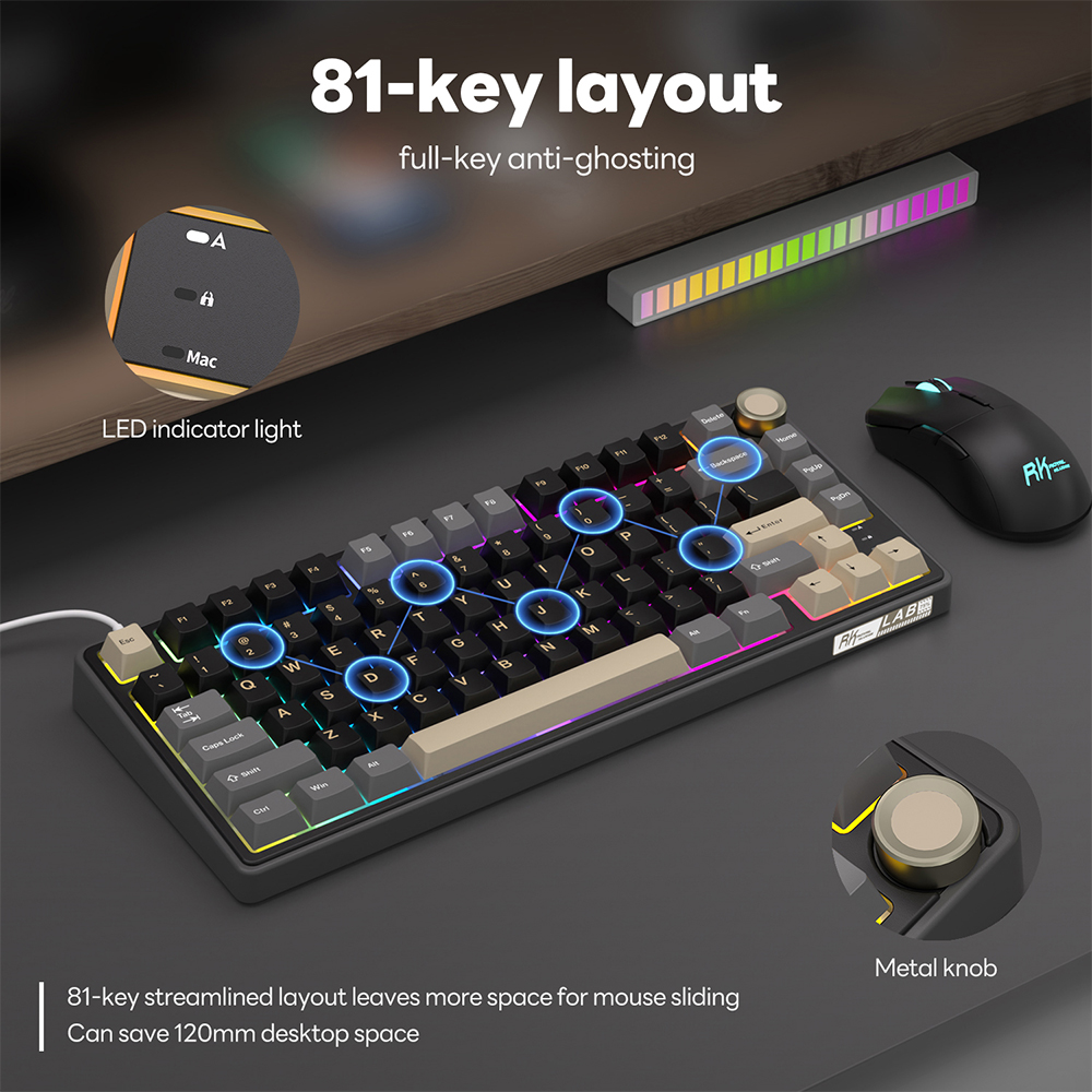 Royal Kludge RK R75 Wired Gami - Gaming Keyboard Blue avaliação e preço