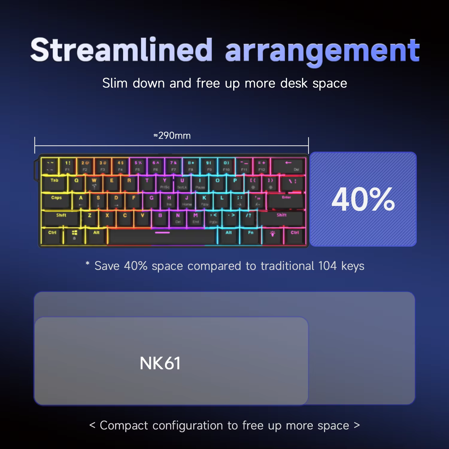 AJAZZ NK61 61-Key Red Switch W - Gaming Keyboard Blue Switches avaliação e preço