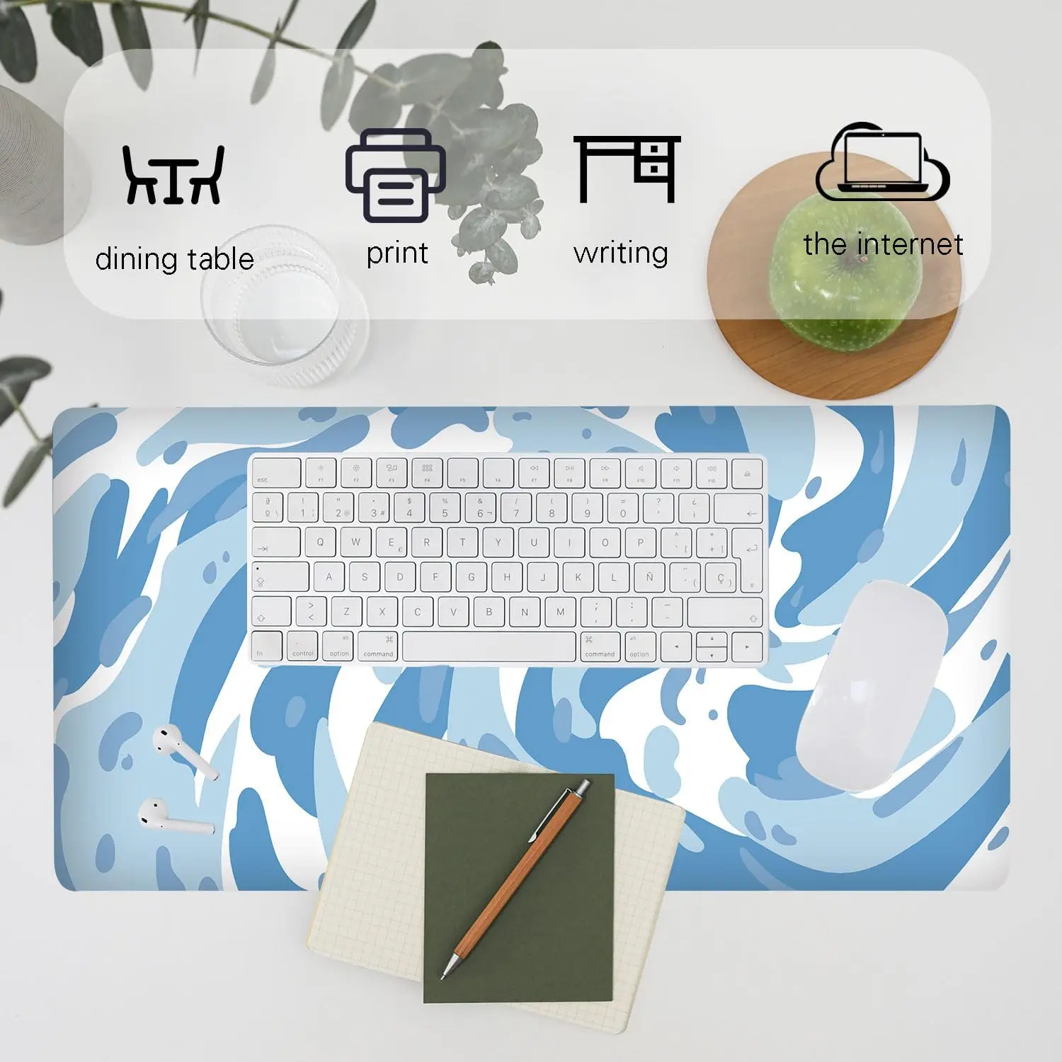 Light Blue Camo Swirl Pattern  - Gaming Keyboard Blue avaliação e preço