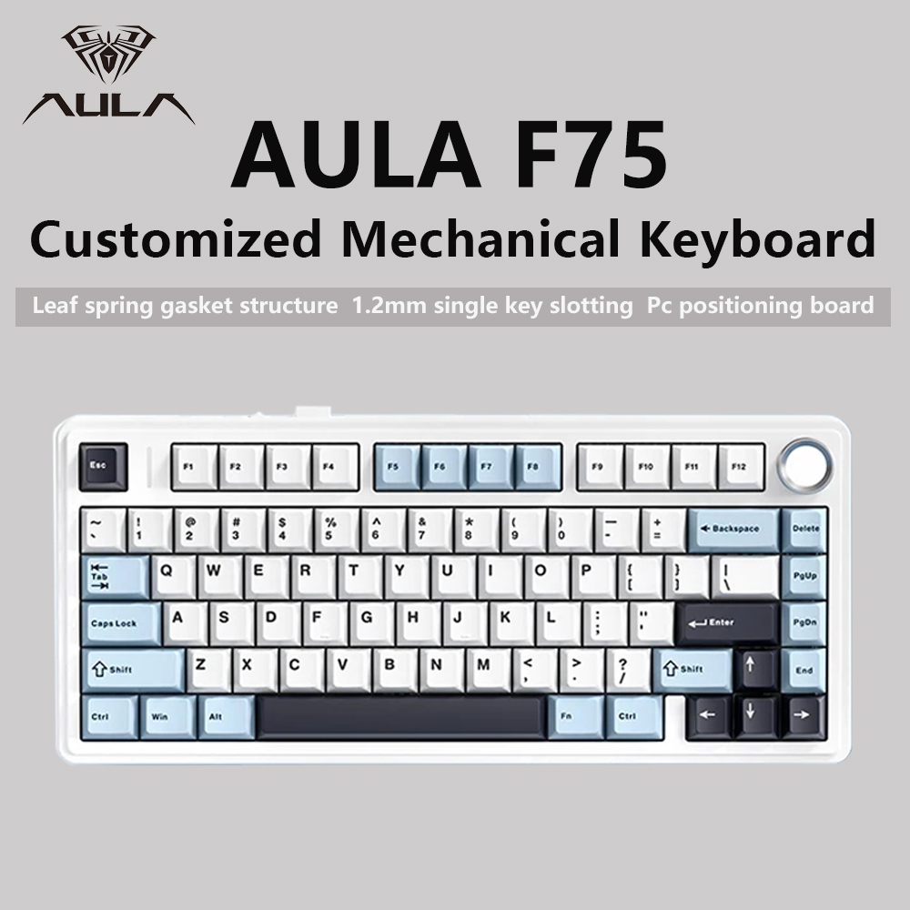 AULA F75 2.4G Wireless/Bluetoo - Gaming Keyboard Blue Switches avaliação e preço