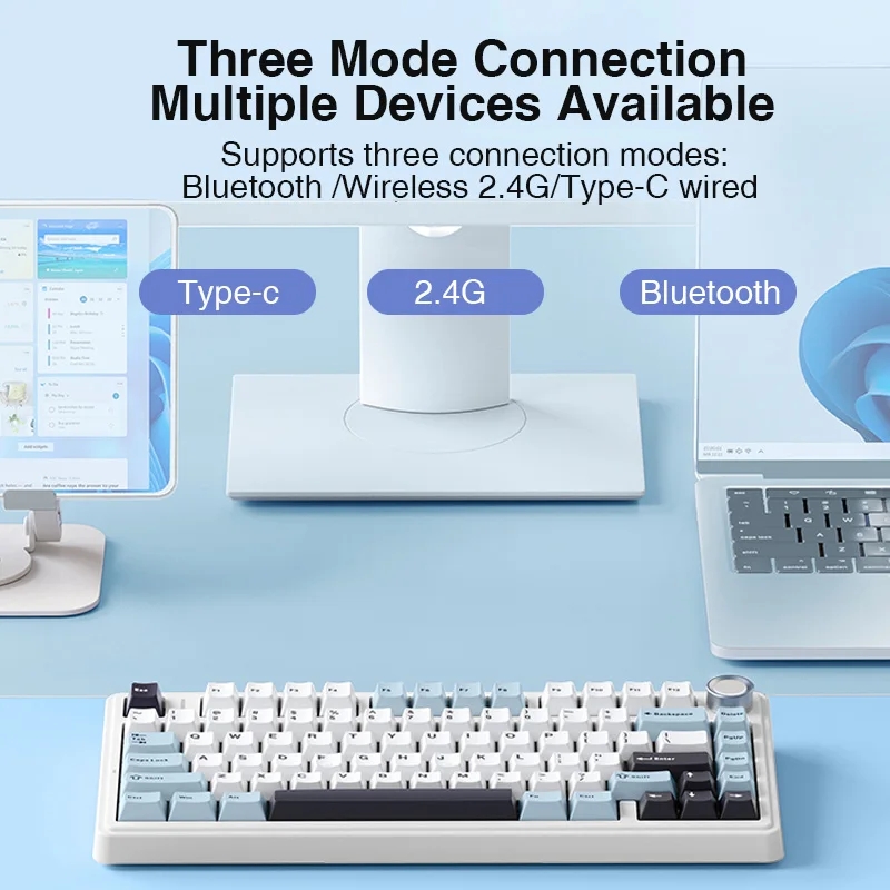 AULA F75 2.4G Wireless/Bluetoo - Gaming Keyboard Blue Switches avaliação e preço