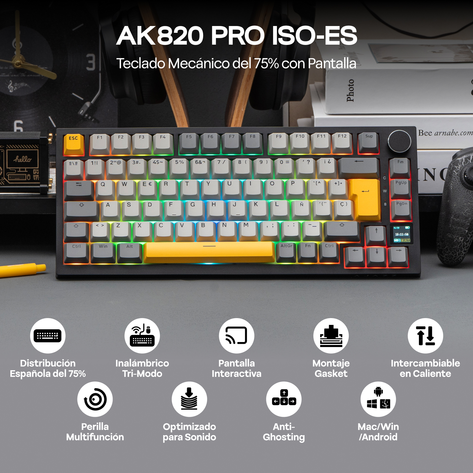 ISO-ES Layout EPOMAKER X AJAZZ - Gaming Keyboard Blue Switches avaliação e preço