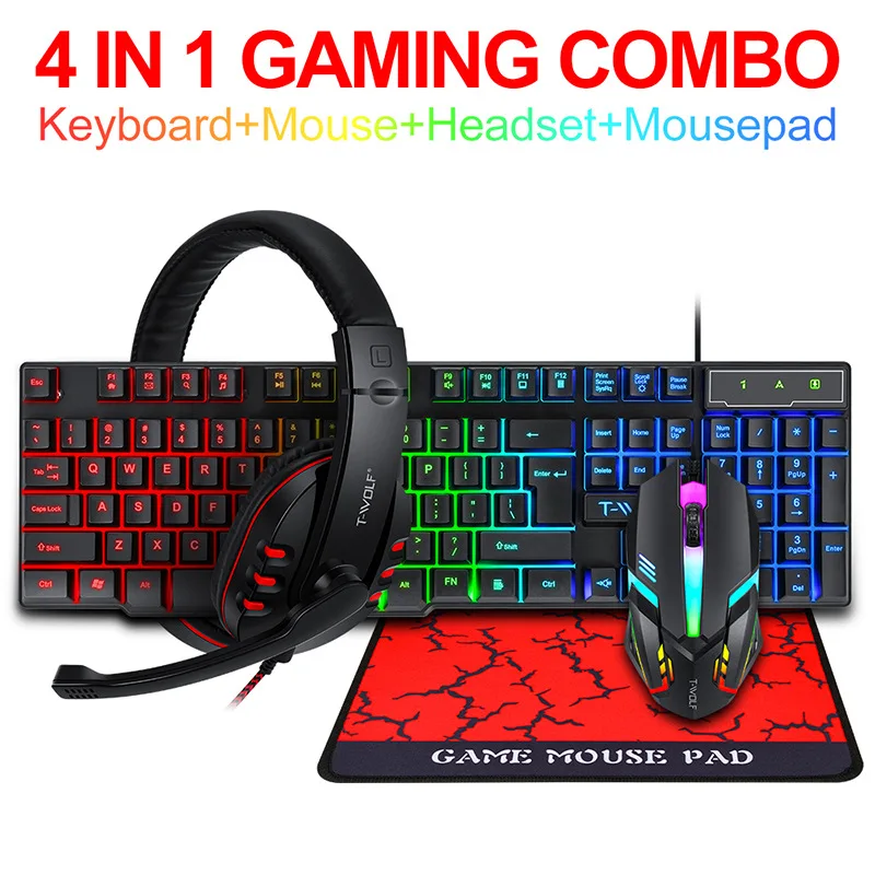 T-WOLF Game Four Piece TF800 I - Gaming Keyboard And Mouse Combo avaliação e preço