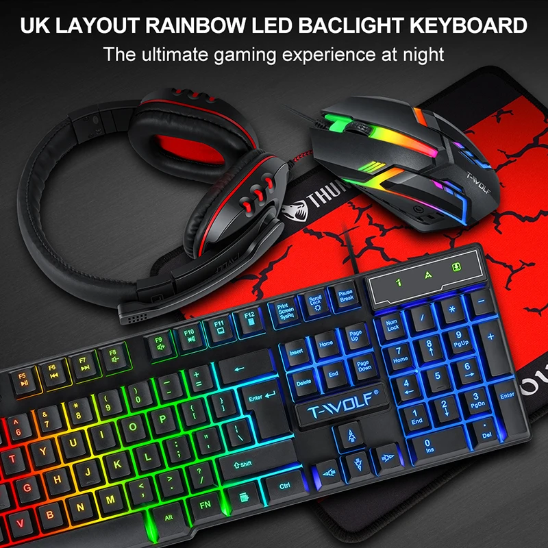 T-WOLF Game Four Piece TF800 I - Gaming Keyboard And Mouse Combo avaliação e preço