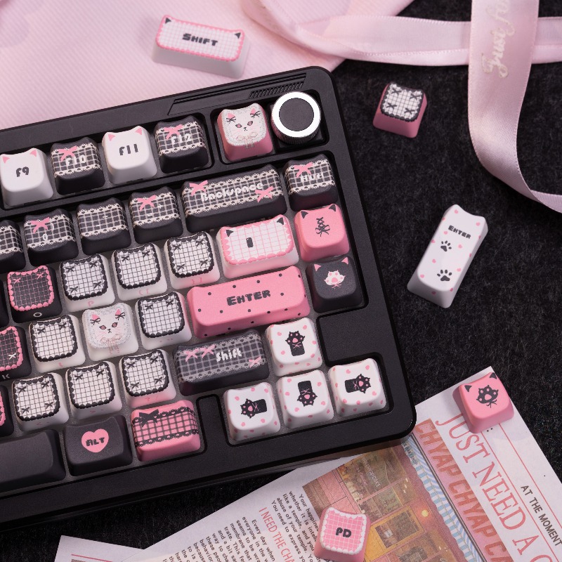 Black Lace Cat Theme Keycaps S - Keyboard Gaming Black avaliação e preço