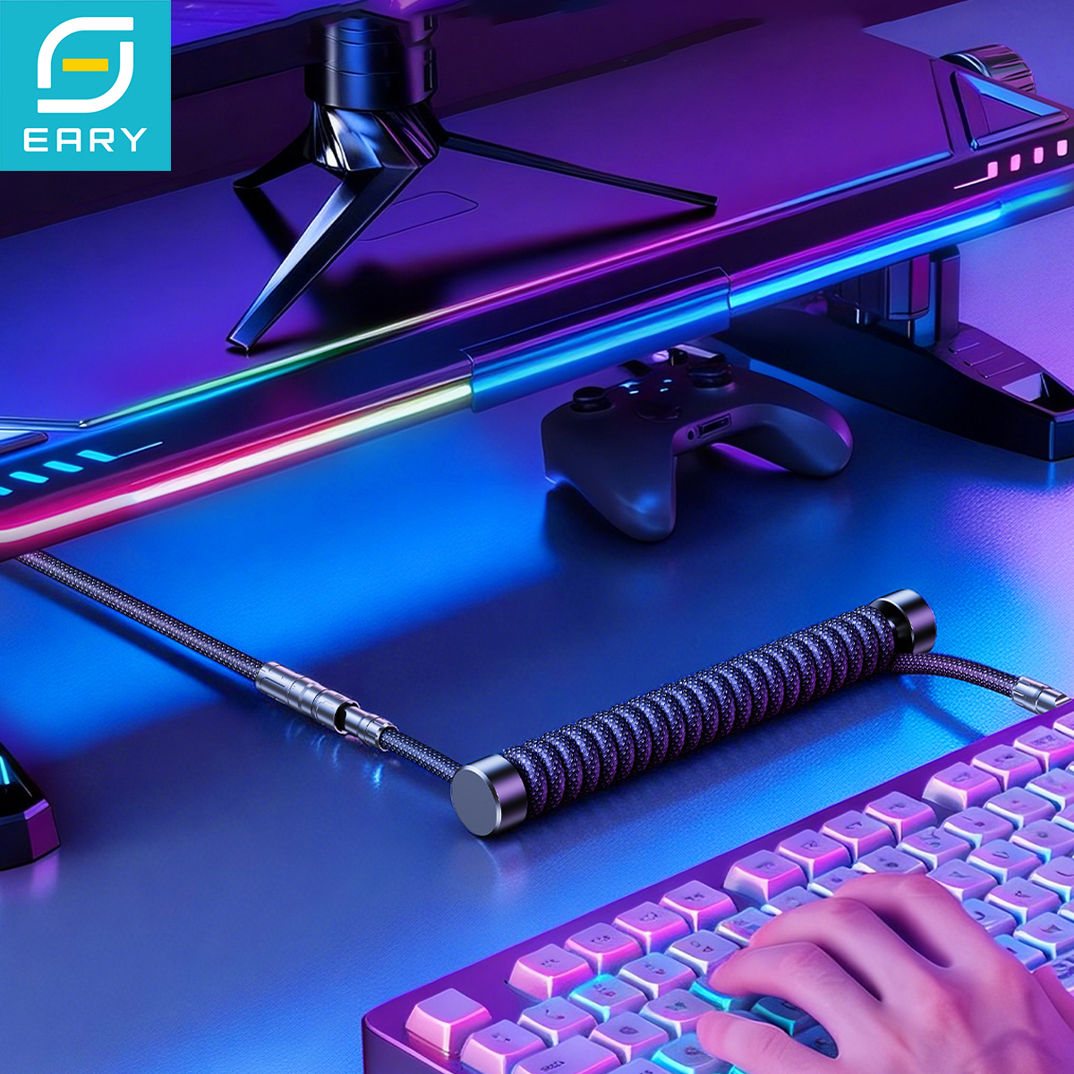 Eary 1.2m Coiled Keyboard Cabl - Gaming Keyboard Types avaliação e preço
