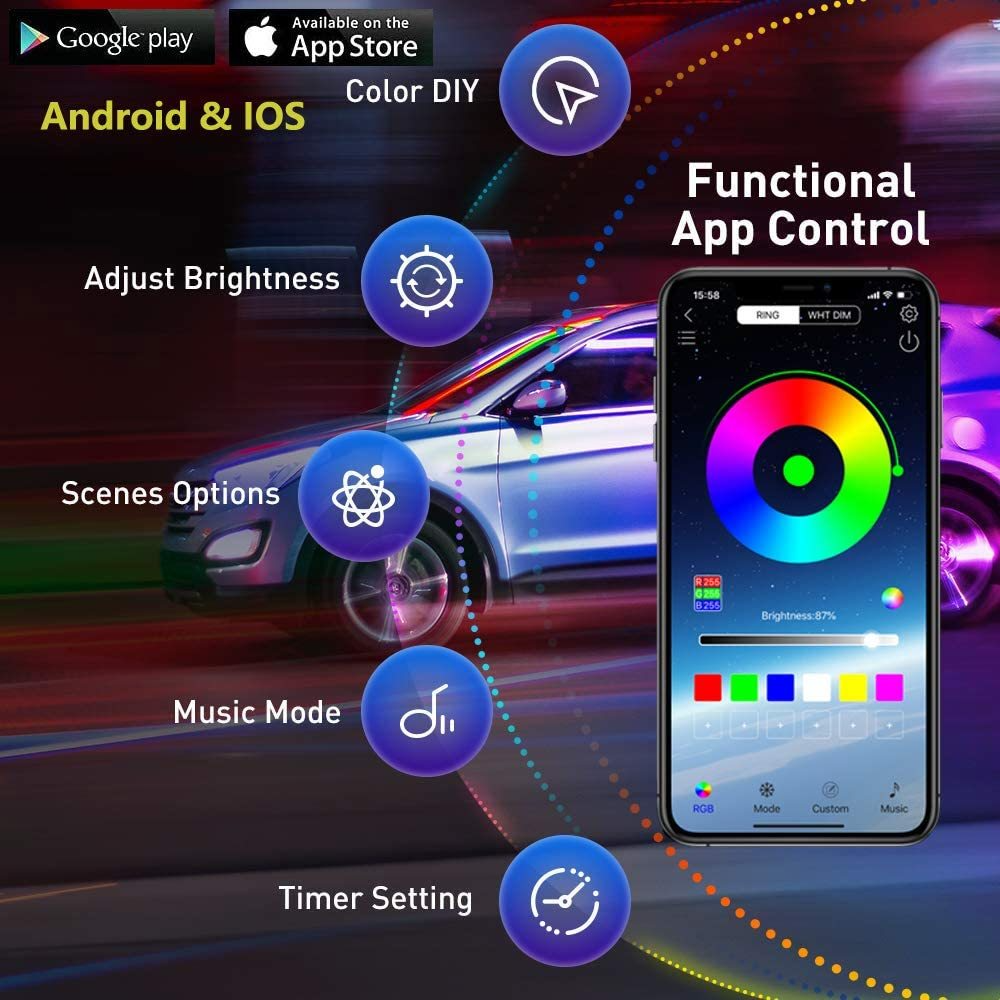 Neon LED Car Bottom Underglow  - Rgb Underglow Strip avaliação e preço