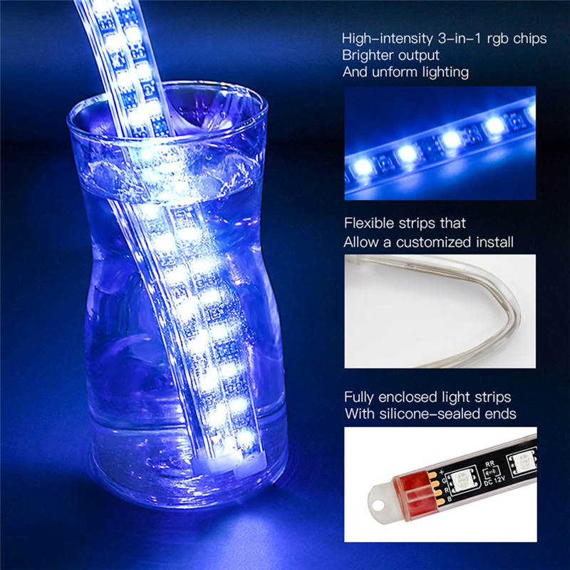 Excellent-8PCS Motorcycle Unde - Rgb Underglow Strip avaliação e preço