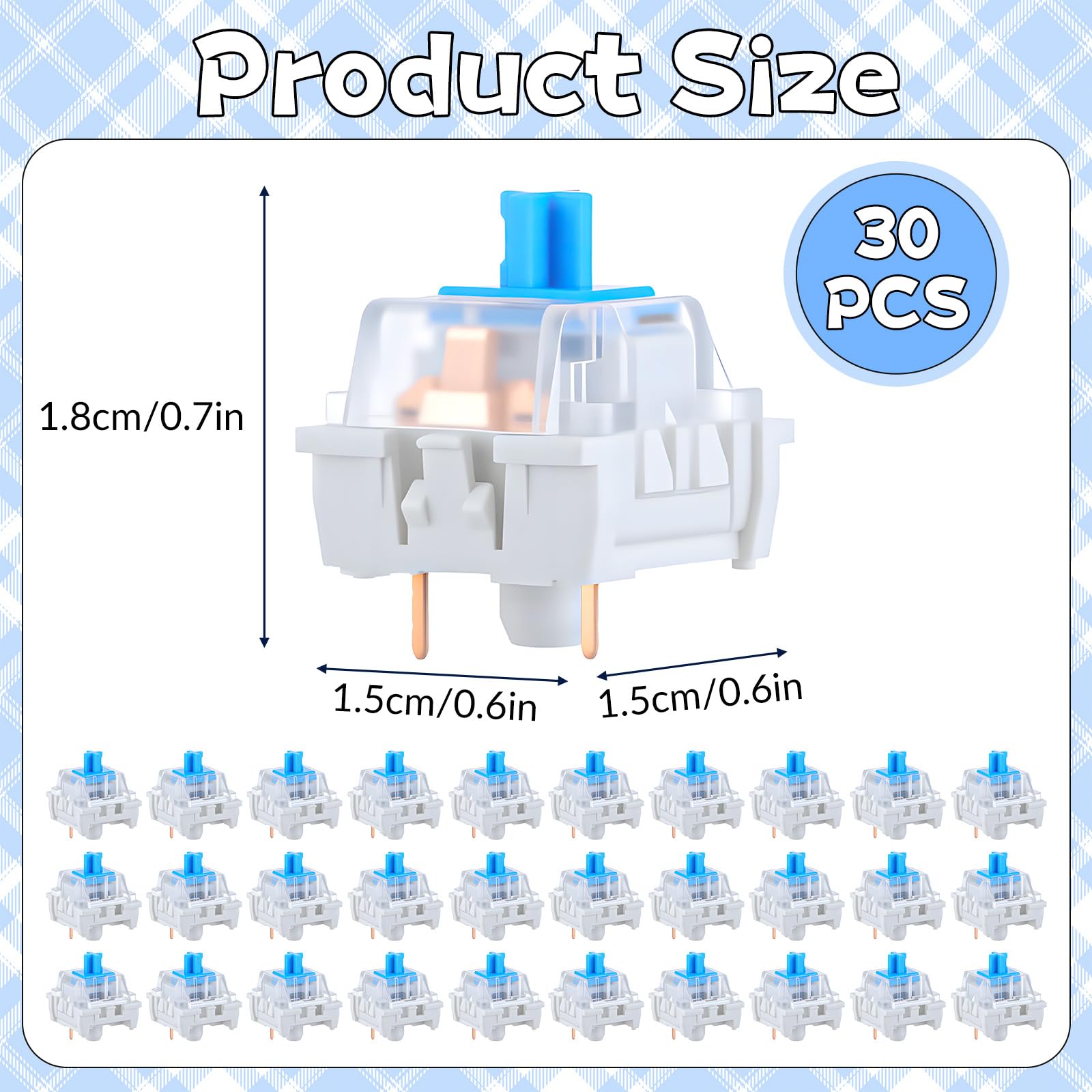 30 PCS Mechanical Keyboard Swi - Gaming Keyboard Blue avaliação e preço