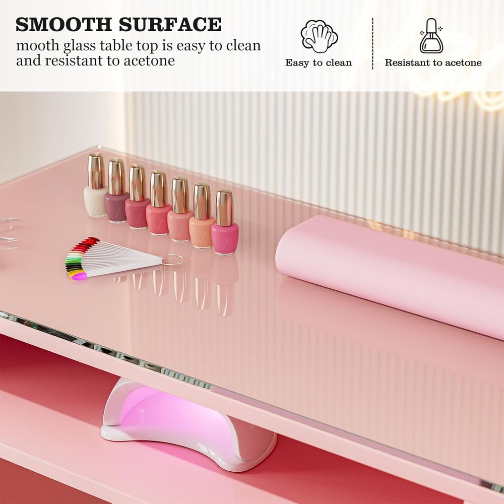 Dual Manicure Station with Gla - Wrist Rest Wood avaliação e preço