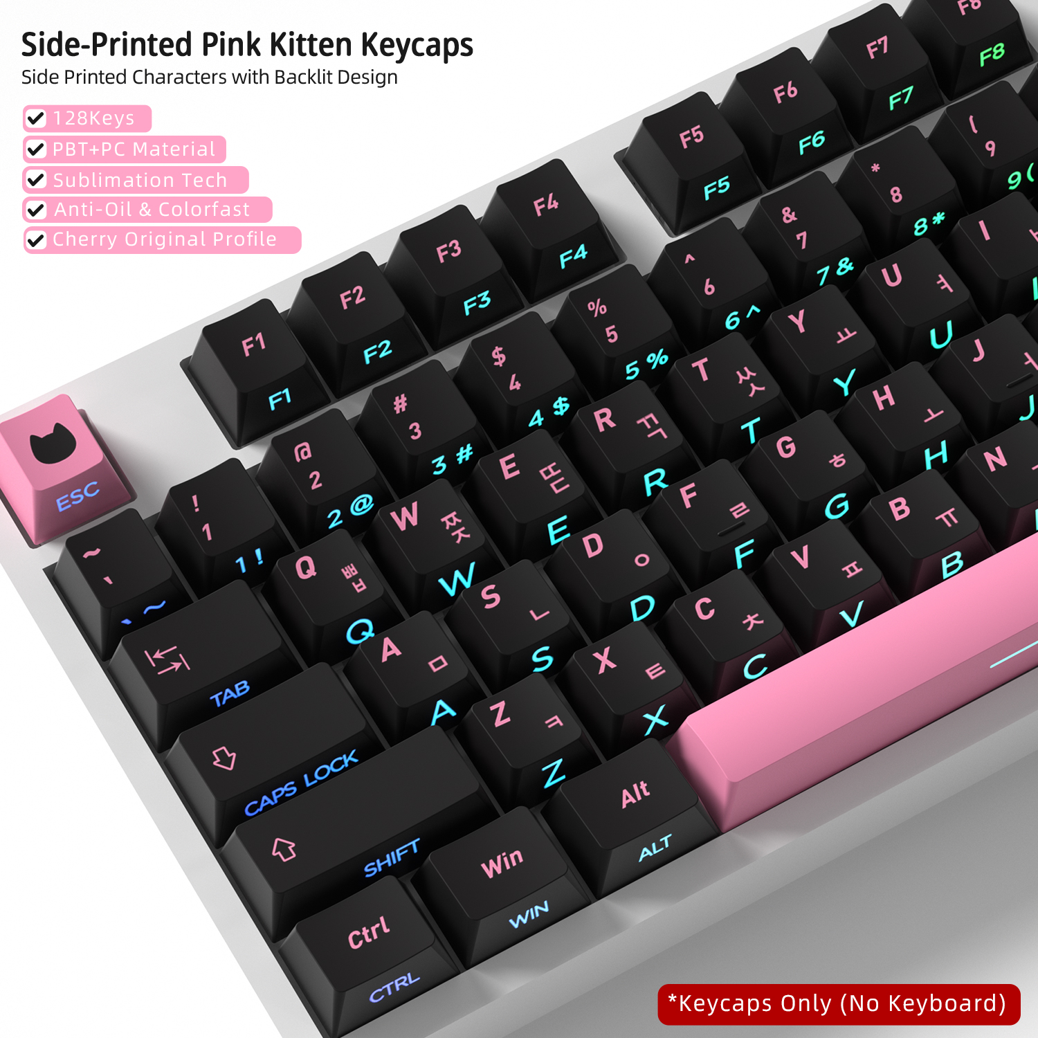Cute Cat Side Printed Korean K - Keyboard Gaming Black avaliação e preço