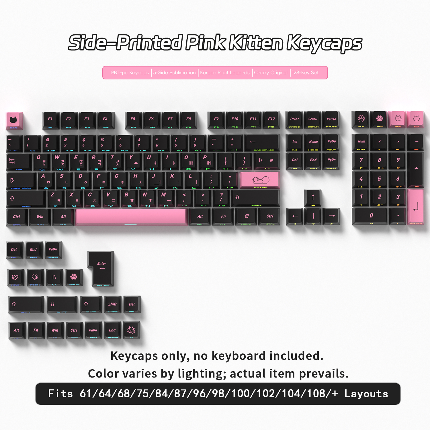 Cute Cat Side Printed Korean K - Keyboard Gaming Black avaliação e preço