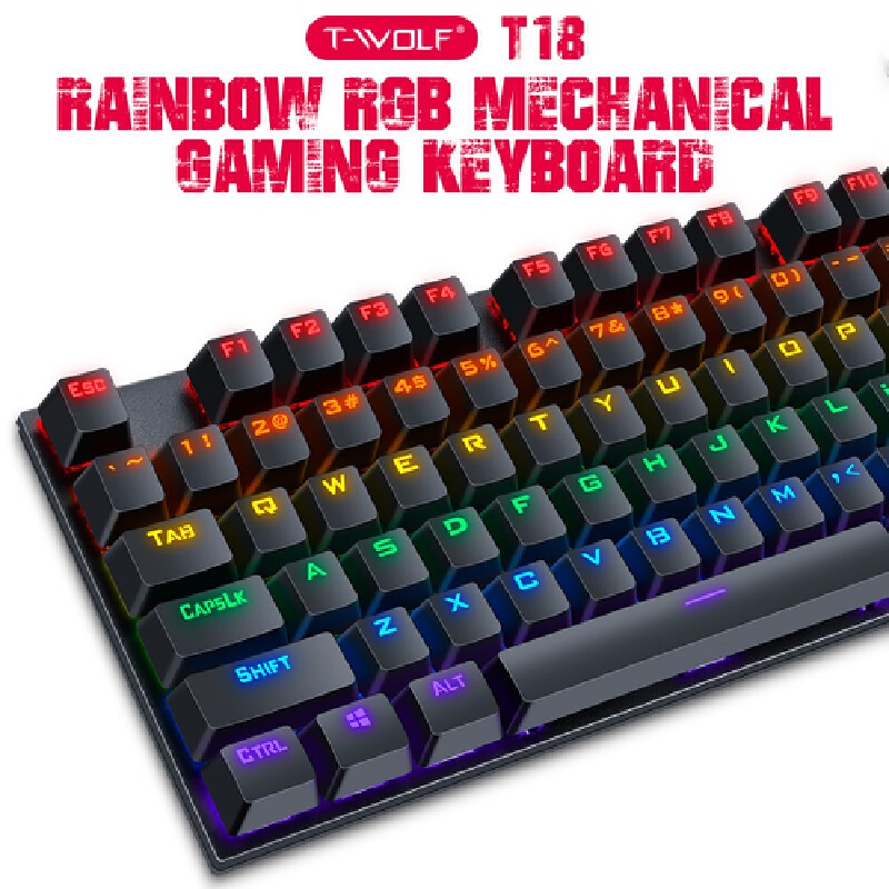 T-Wolf T18 Mechanical Gaming K - Gaming Keyboard Blue Switches avaliação e preço