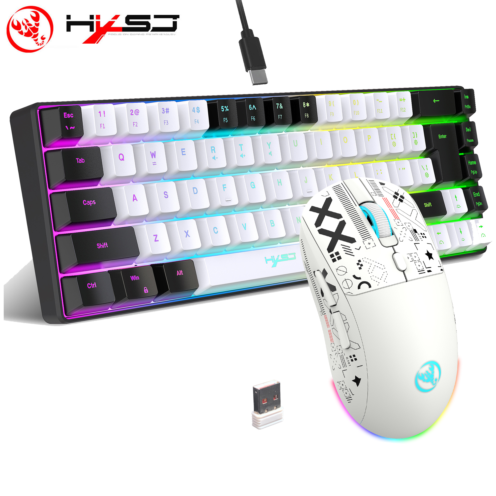 HXSJ 60% Gaming Keyboard and m - Gaming Keyboard And Mouse Combo avaliação e preço