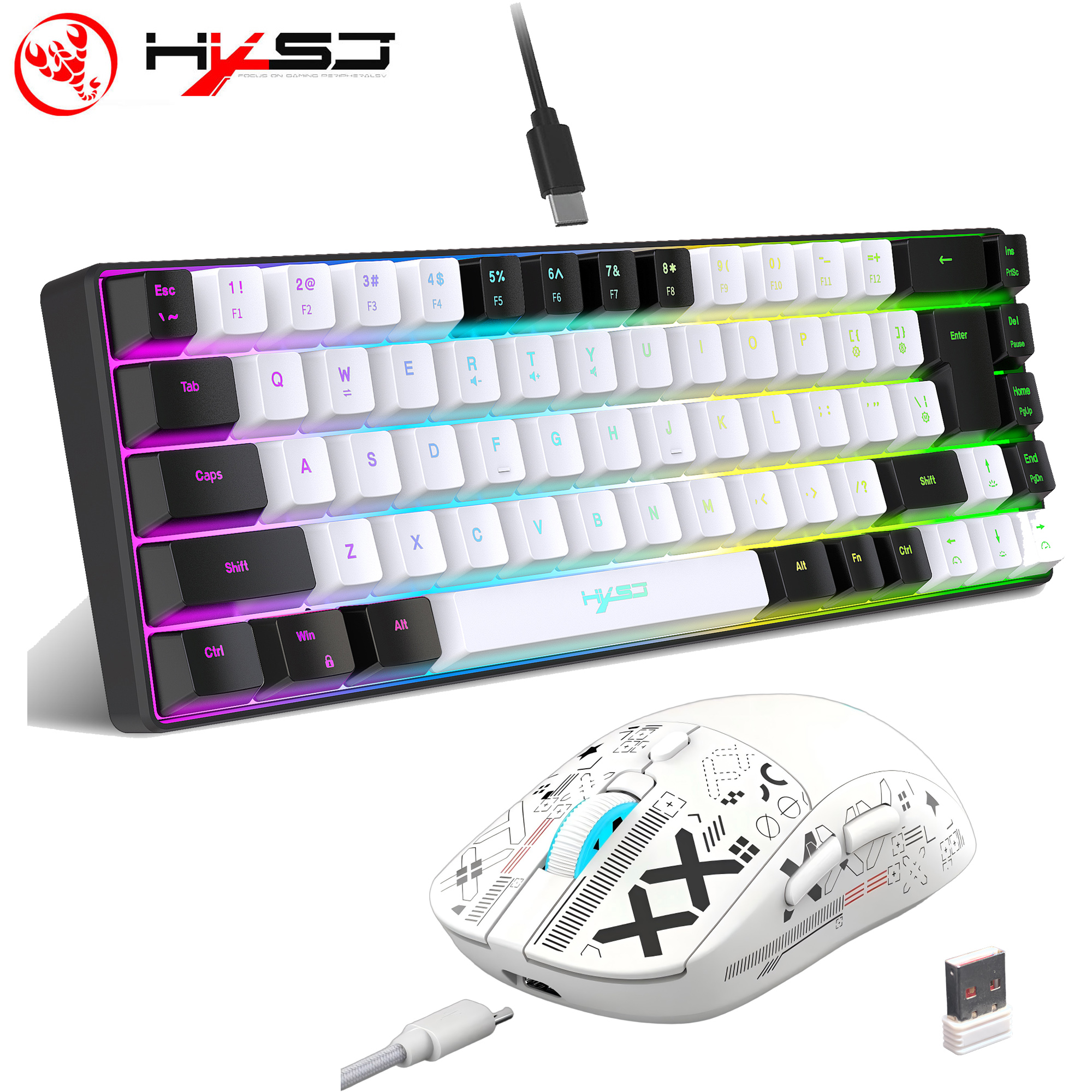 HXSJ 60% Gaming Keyboard and m - Gaming Keyboard And Mouse Combo avaliação e preço