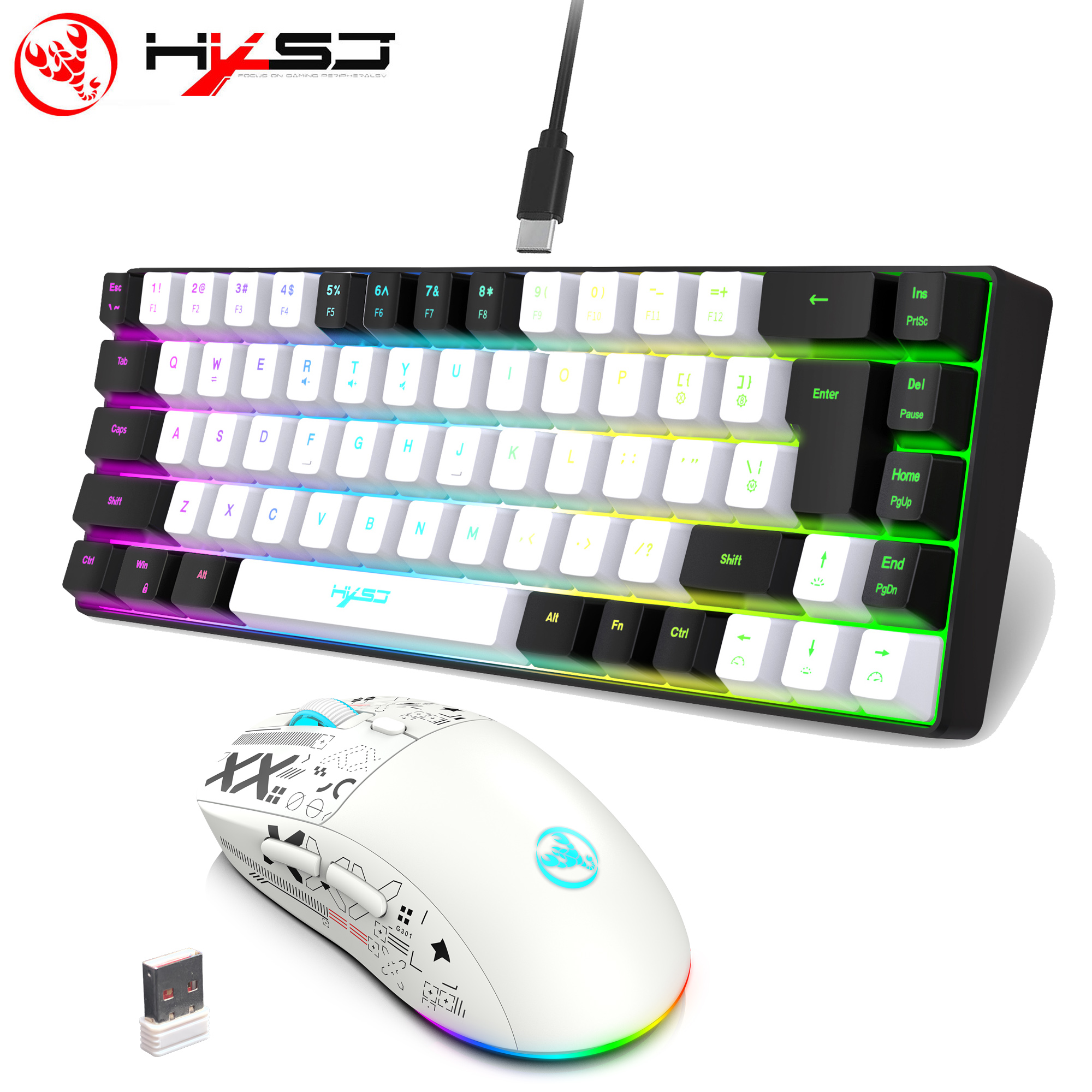 HXSJ 60% Gaming Keyboard and m - Gaming Keyboard And Mouse Combo avaliação e preço