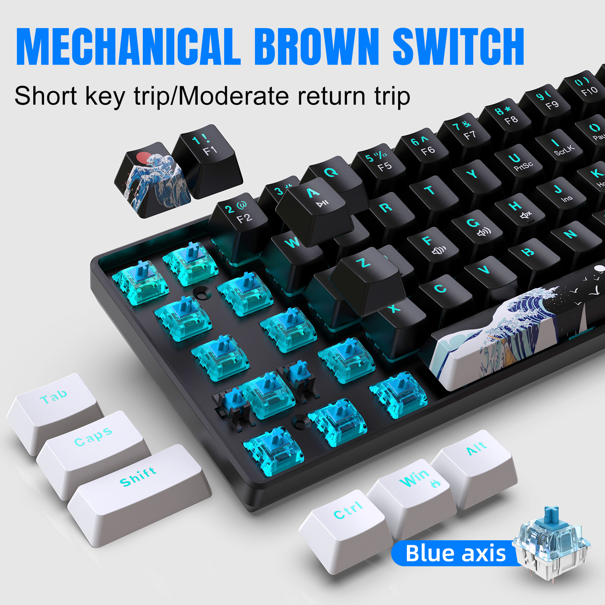 60% Mechanical Keyboard, Gamin - Gaming Keyboard Blue Switches avaliação e preço