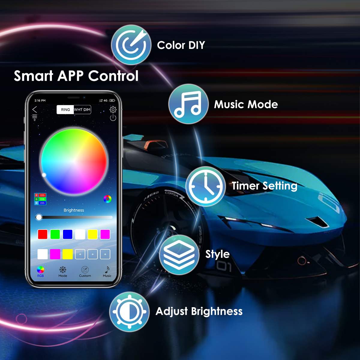 Wireless LED Car Flexible Unde - Rgb Underglow Strip avaliação e preço
