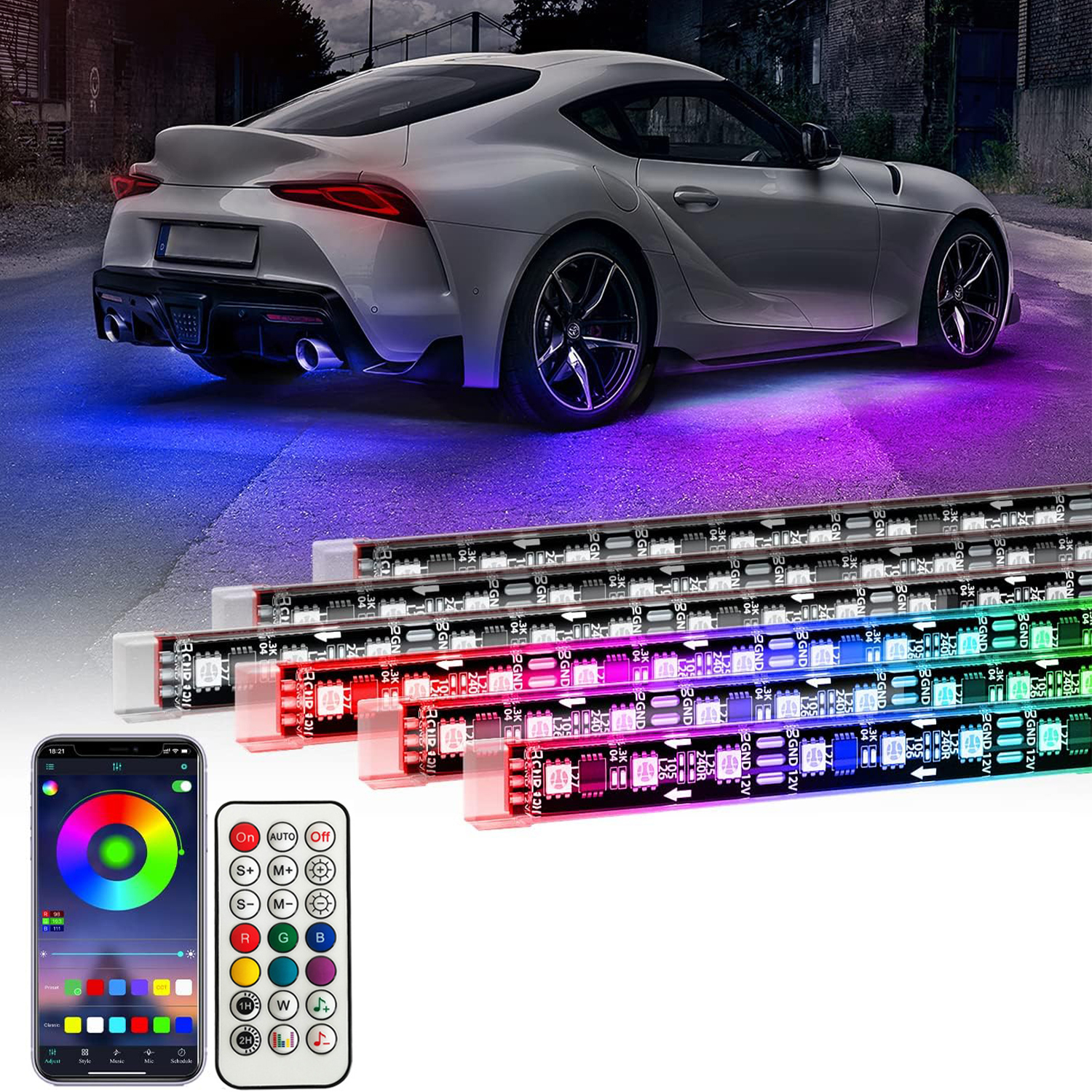 RGB Flexible Car Underglow Lig - Rgb Underglow Strip avaliação e preço
