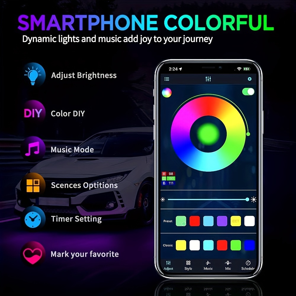 RGB Flexible Car Underglow Lig - Rgb Underglow Strip avaliação e preço